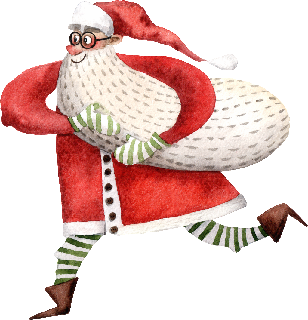 Hand Drawn Old Man Running Png Transparent - Christmas Day (1024x1064), Png Download