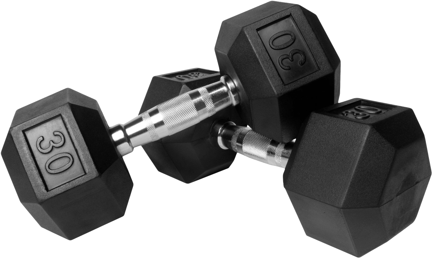 Dumbbells Png - Xmark 30 Lbs. Rubber Hex Dumbbells - Set (1559x1134), Png Download