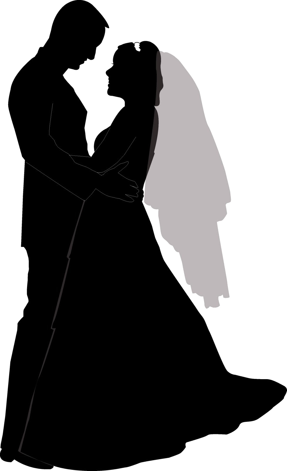 Wedding Couple Silhouette Clip Art (976x1600), Png Download