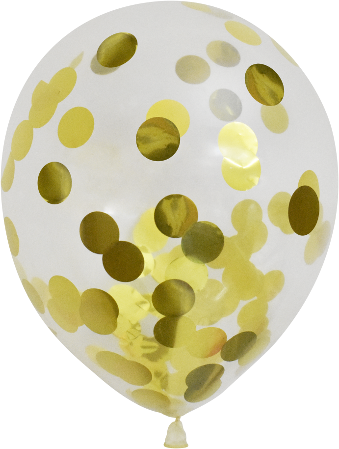 Clear Balloons With Gold Confetti - Confetti Balloons Png Gold (762x1000), Png Download