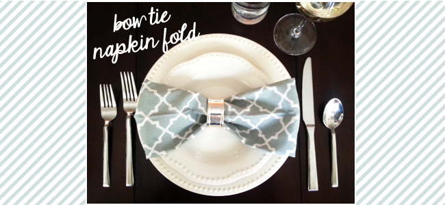 Bow Tie Napkin - Bow Tie Napkin Fold (650x300), Png Download