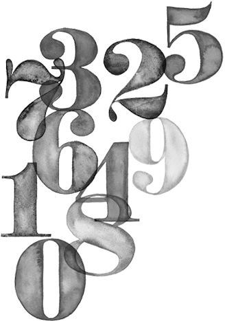 Watercolor Numbers By Giuseppe Salerno - Numbers Typography (380x541), Png Download
