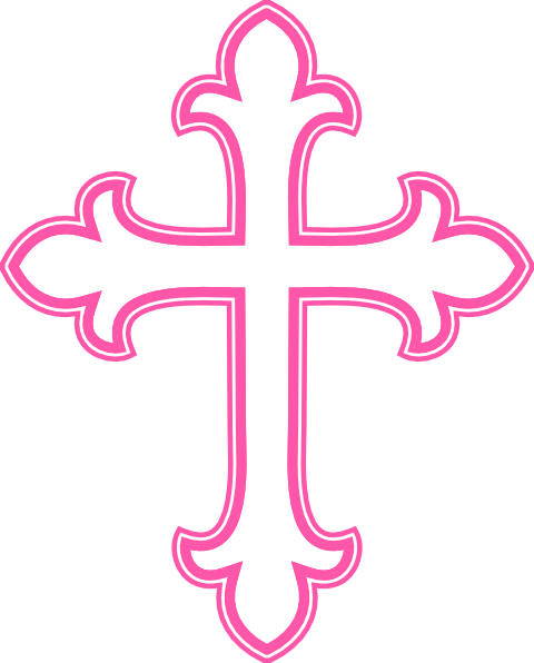 Pink Cross Outline Clip Art - Cross Clipart Black And White (480x596), Png Download