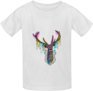 Watercolor Deer Head, Ornate Animal Drawing Kid's Classic - Shirt (500x500), Png Download