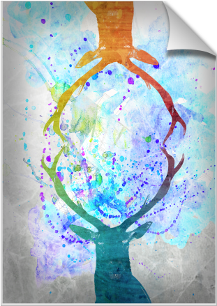 Watercolor Deer - Watercolor Deer Art Print - Mini By Nika (674x516), Png Download