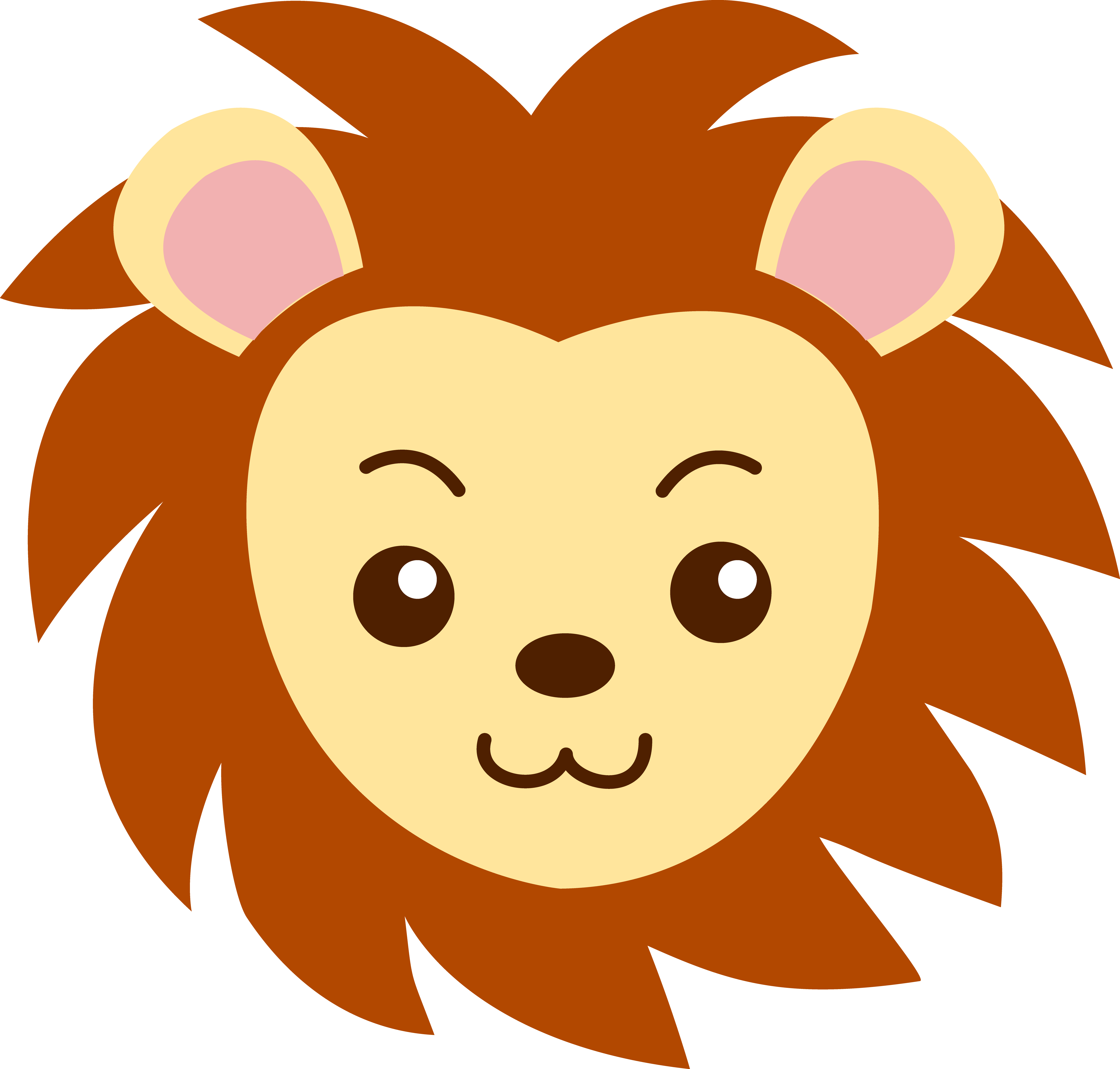 Cartoon Lion Faces - Clip Art Lion Face (5148x4912), Png Download