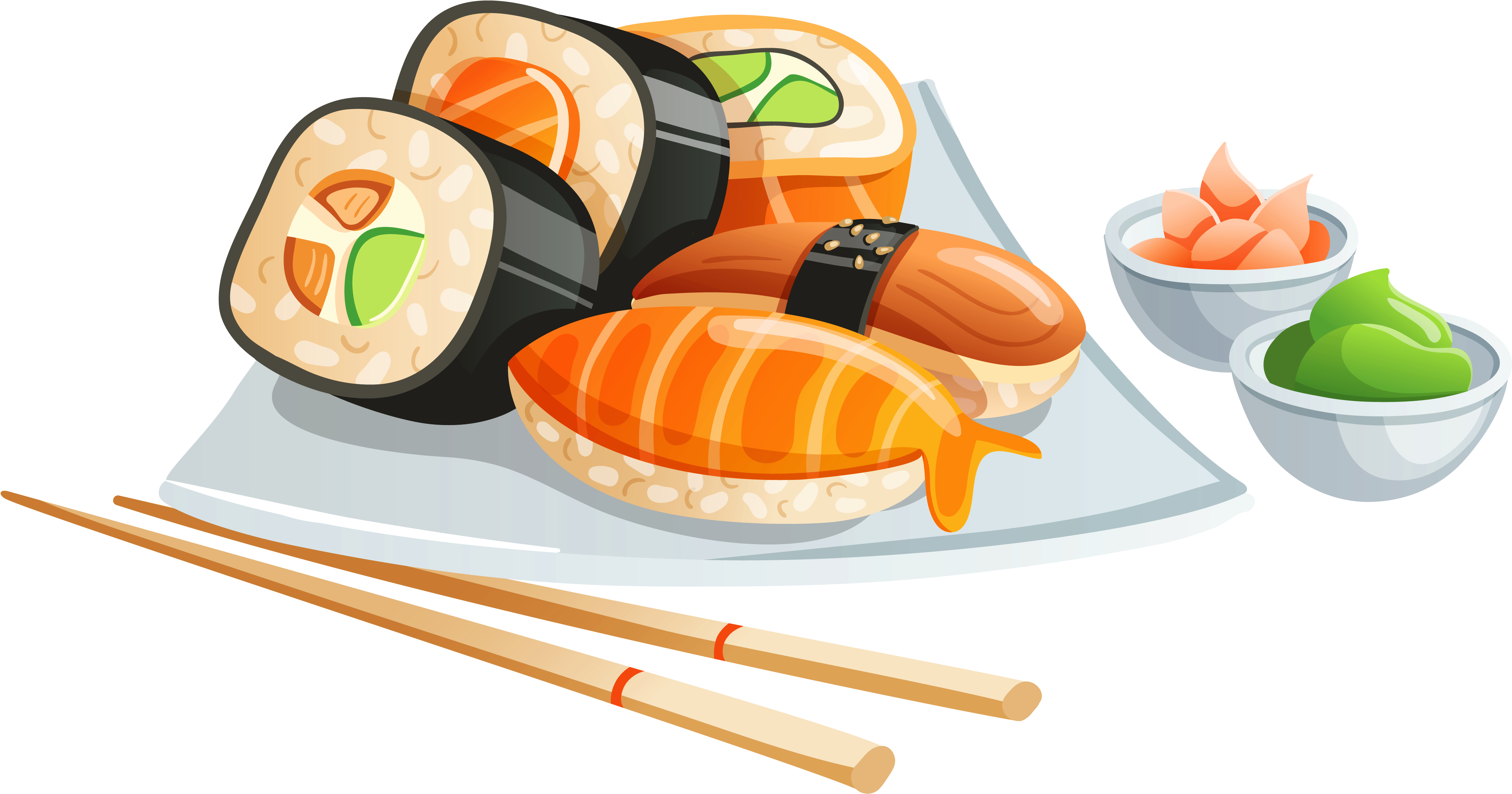 Clip Art Freeuse Library Bamboo Transparent Sushi - Sushi Clipart (4600x2490), Png Download