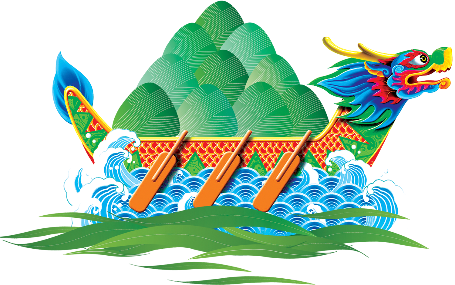Hand Painted Cartoon Dragon Boat Decoration Vector - Dragon Boat (3204x2410), Png Download