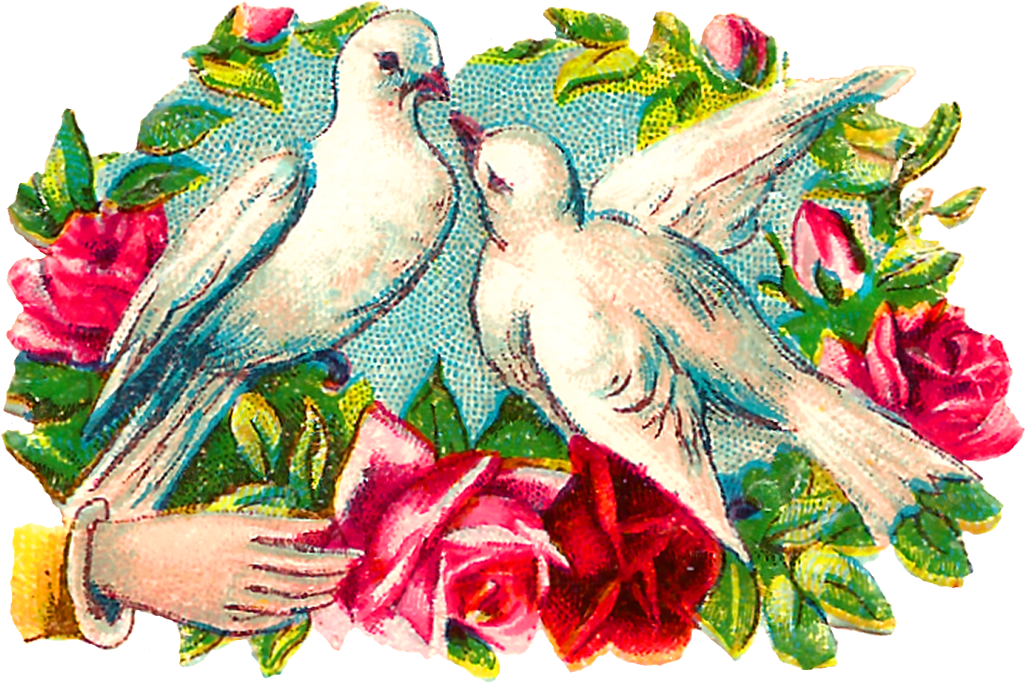 The Colorful Romantic Clipart Images Of Pairs Of Doves - Clip Art (1600x1080), Png Download