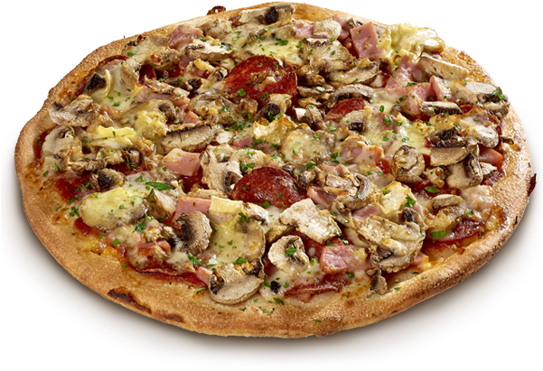 Fresh Mushrooms, Sliced Pepperoni, Leg Ham, Mixed Herbs, - Pizzeria Locale Spicy Chicken (600x455), Png Download