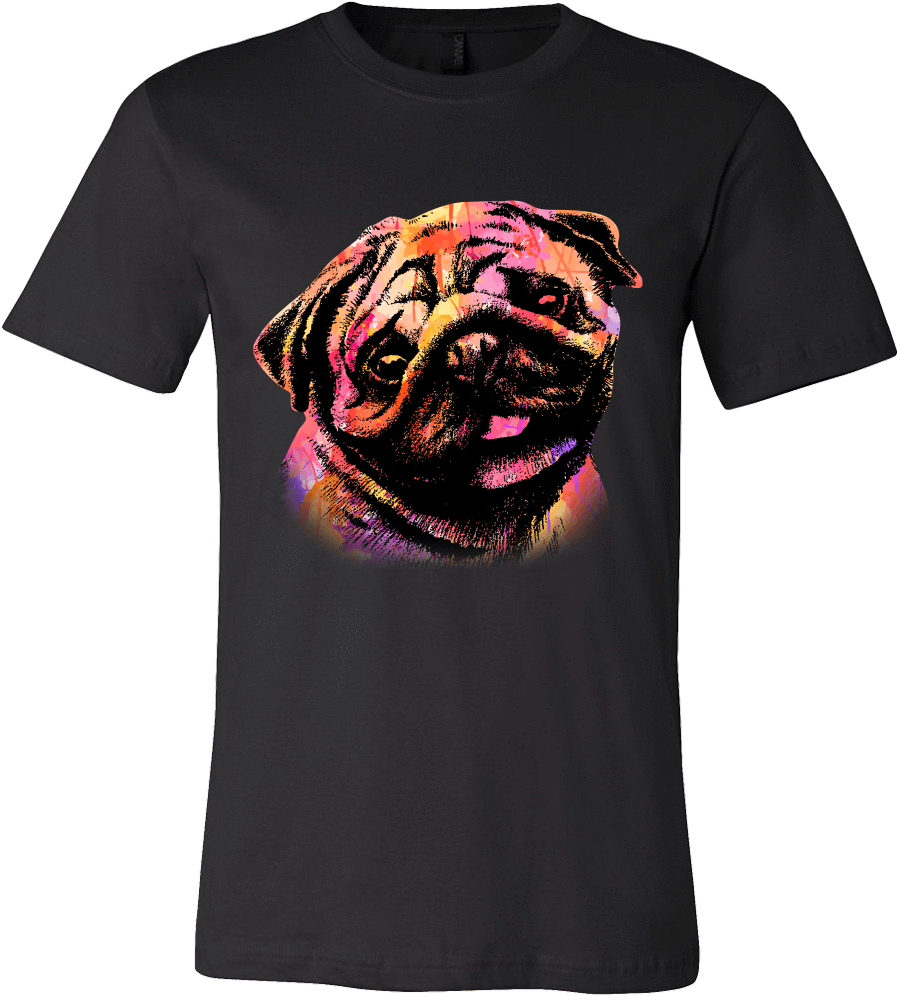 Men's Watercolor Pug T-shirt - Shirt (1000x1000), Png Download
