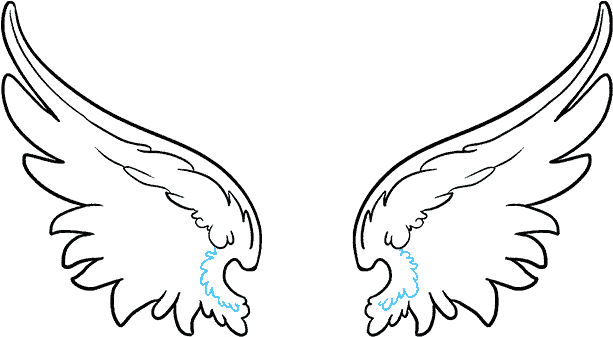 Drawings Of Angel Wings - Easy Drawing Of Wings (678x600), Png Download