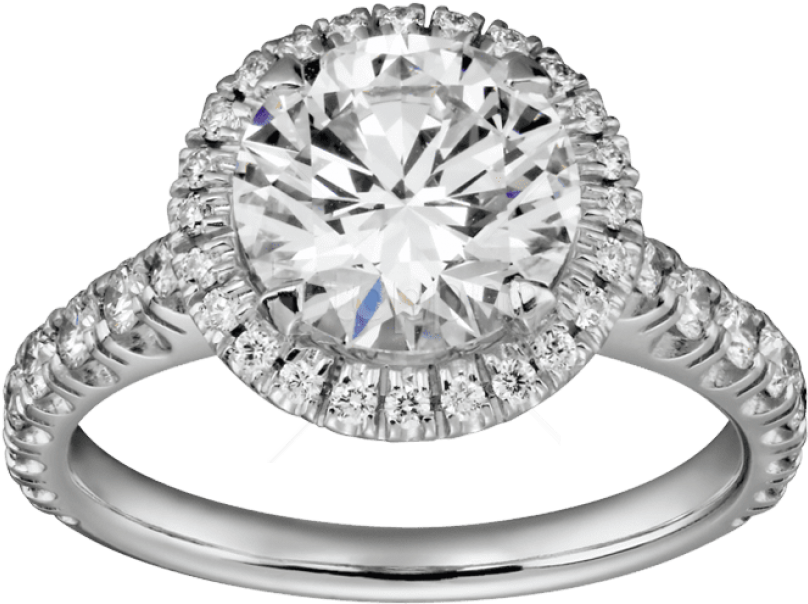 Silver Ring With Diamond Png Clipart - Cartier Destinee 2 Carat Ring (698x530), Png Download