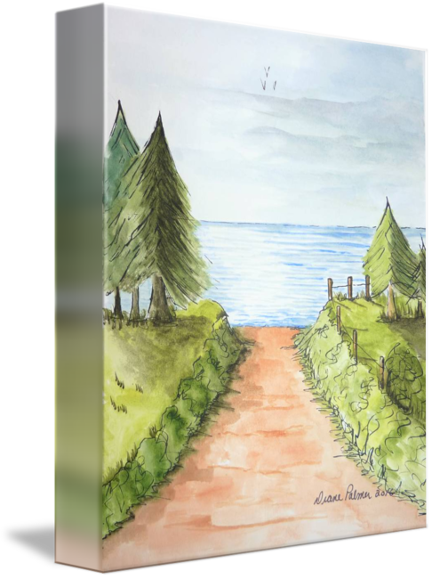 Drawing Beach Watercolor Clip Art Black And White Stock - Watercolor Painting (486x650), Png Download