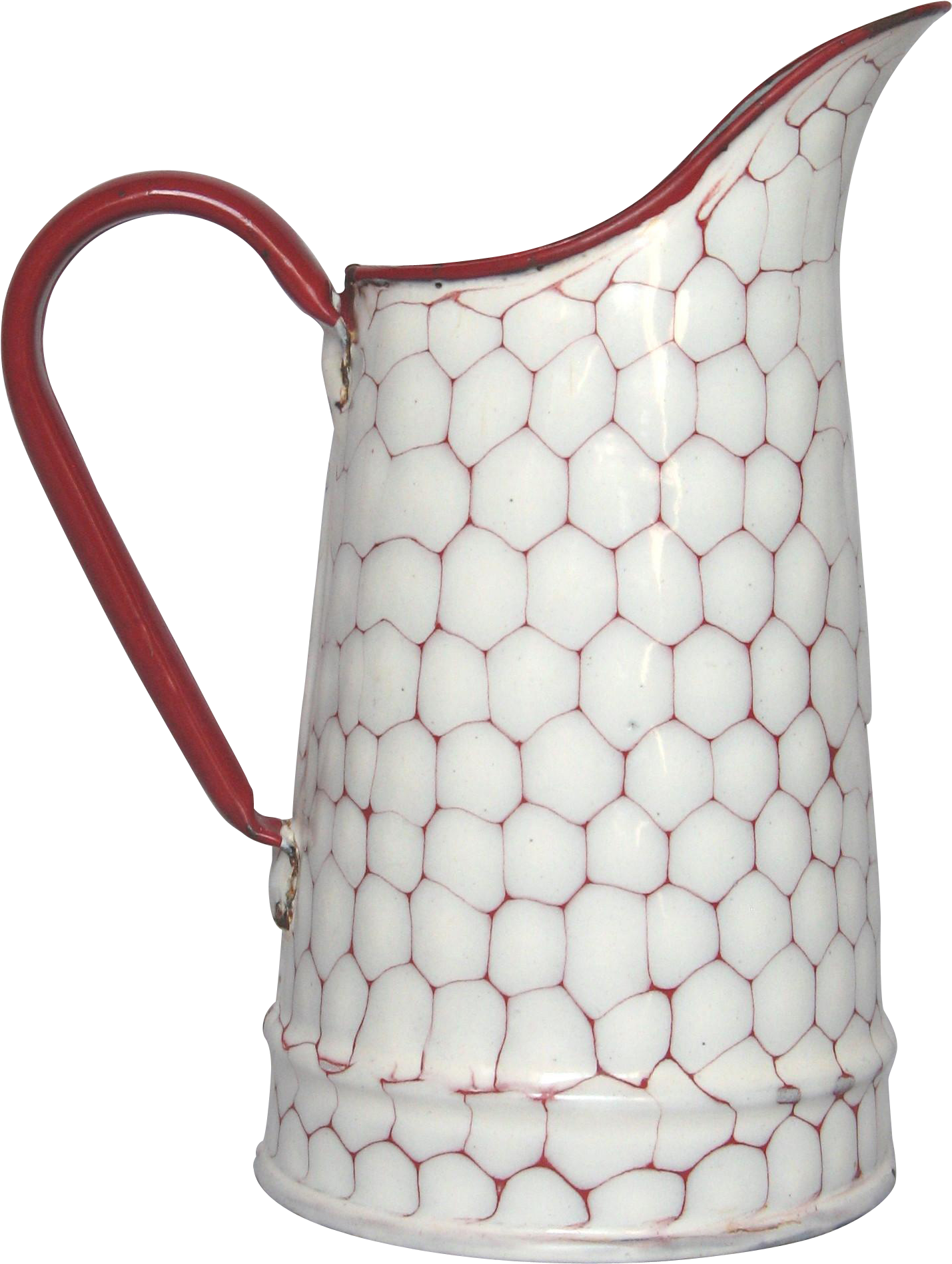 Fantastic Red Chicken-wire Pattern French Enamel Pitcher - Jug (1896x1896), Png Download