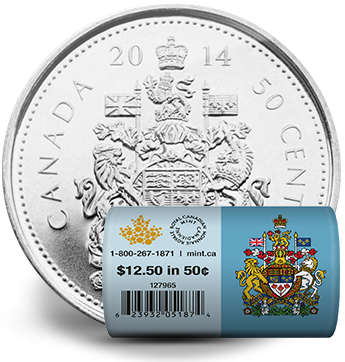 2014 Canada 50 Cents - Canadian Money 25 Cent Coin (388x371), Png Download