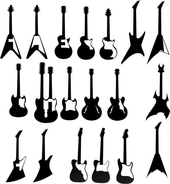 Clipart - Guitars - Most Common Guitar Shapes (800x800), Png Download