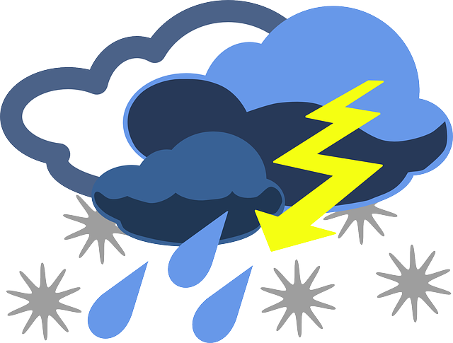 Sleet, Thunderstorm, Hail, Ice, Inclement, Lightning - Stormy Weather Clip Art (640x485), Png Download