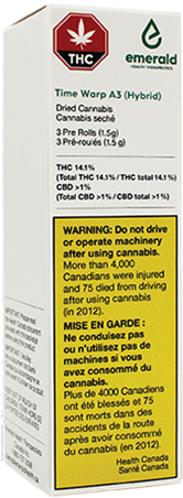 Emerald Health Therapeutics Time Warp A3 Pre-roll - Packaging And Labeling (500x500), Png Download