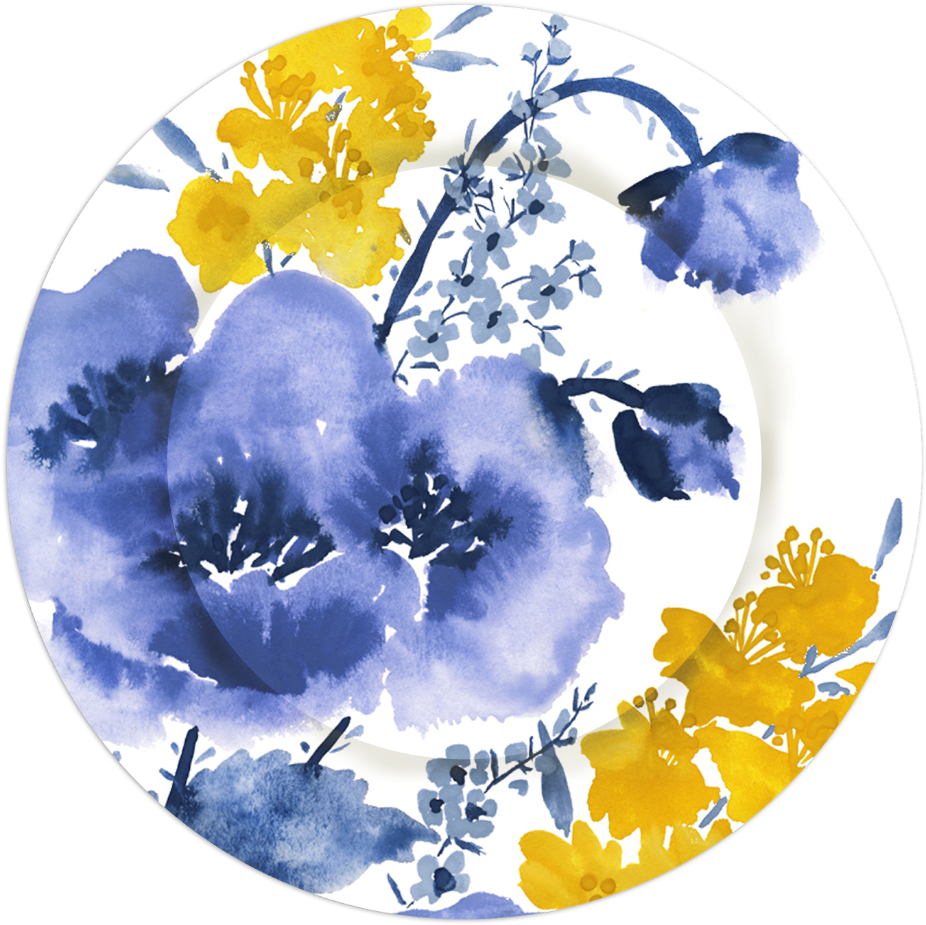 Ff1654 Watercolor Blue And Yellow - Watercolor Painting (1600x1600), Png Download