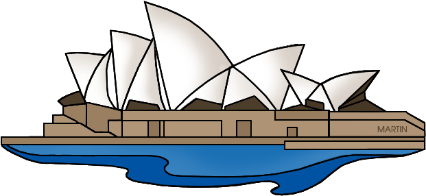 Architecture Clip Art By Phillip Martin - Sydney Opera House Animated (648x303), Png Download