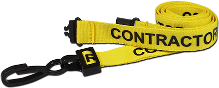 Breakaway Lanyard - 15mm Wide - Contractor - Yellow - Printed Contractor Lanyard Yellow, Sliding J Clip Neck (500x500), Png Download
