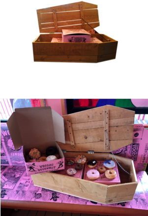 Coffin Of Doughnuts - Voodoo Doughnuts Coffin (300x450), Png Download