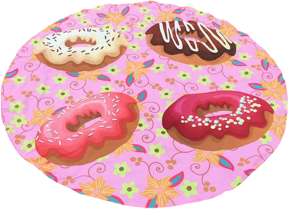 Round Doughnuts - Kingding.co.uk Christmas Flower And Donuts Print Round (600x600), Png Download