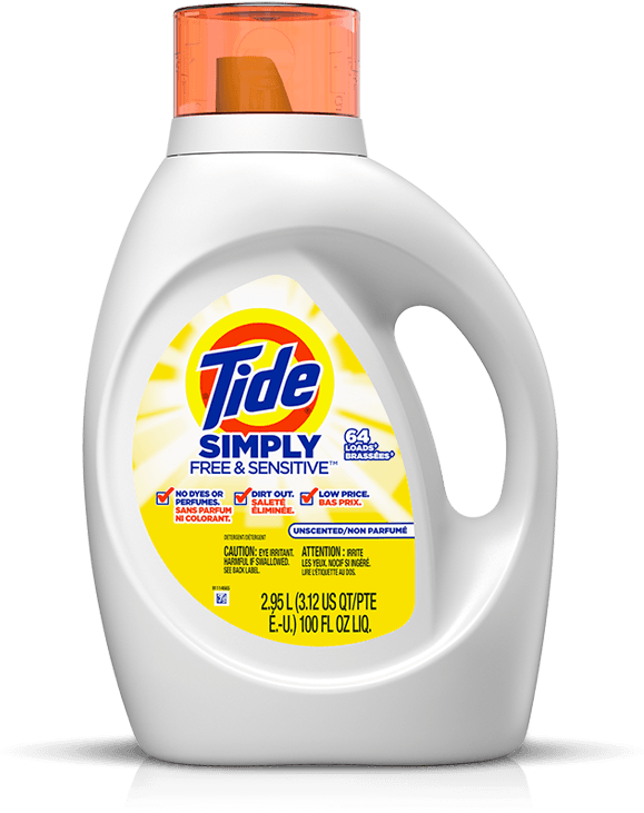 Tide Simply Free & Sensitive Liquid Laundry Detergent (1200x788), Png Download