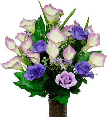 Md1136 Purple Rose And Calla Lily - Ruby's Silk Flowers Purple Rose And Calla Lily Mix (400x400), Png Download