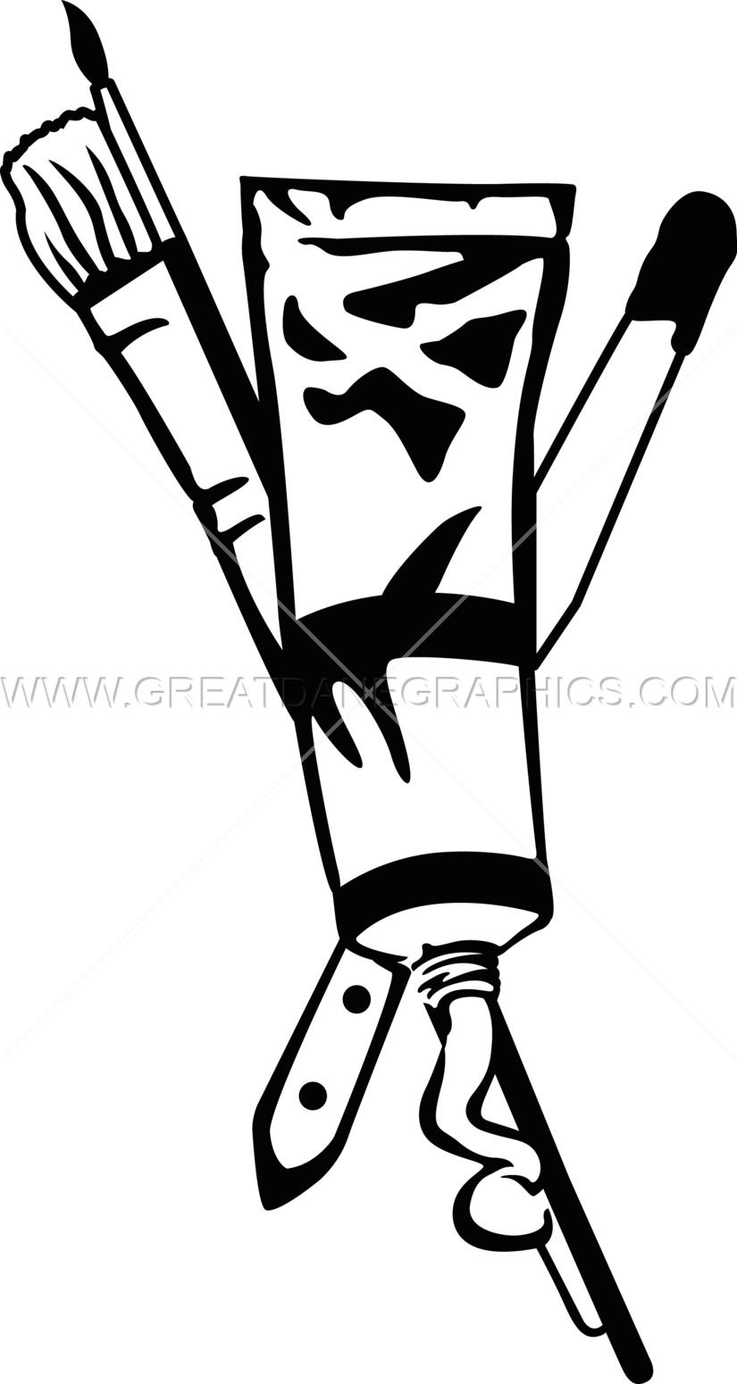 Brush Clipart Paint Tube - Paint Tube Clipart Black And White (825x1550), Png Download
