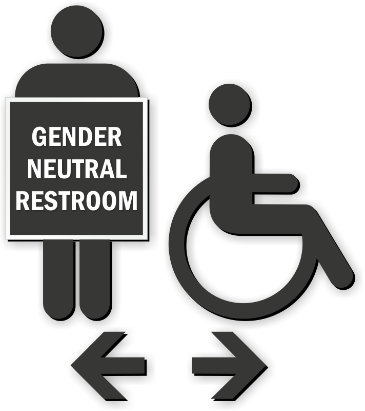 Handicap Gender Neutral Restroom Die Cut Sign Kit - Unisex Public Toilet (712x800), Png Download
