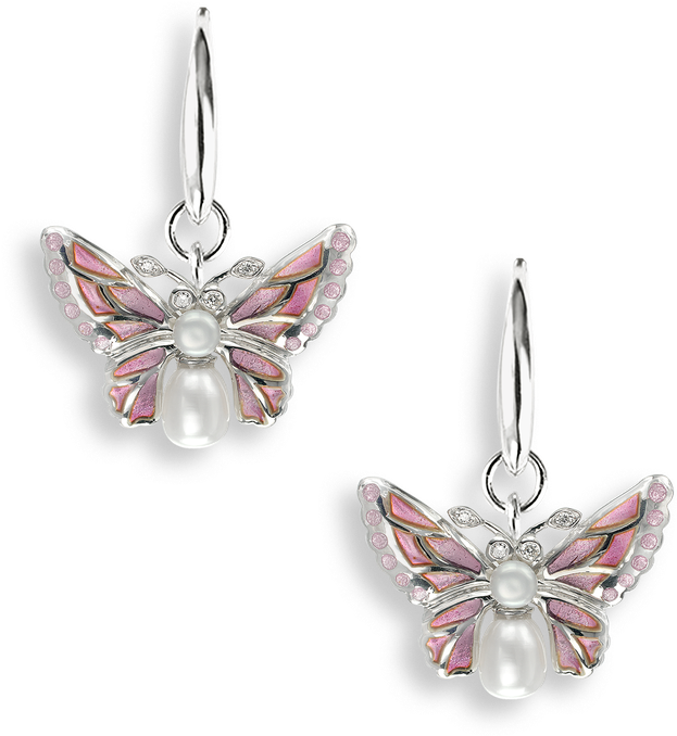 Nicole Barr Designs Sterling Silver Wire Earrings Butterfly - Nicole Barr Pink Butterfly Earrings - Sterling Silver (800x800), Png Download