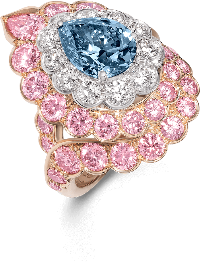 Blue Diamond And Pink Diamond Ring - Pink Diamond Ring (1500x1500), Png Download