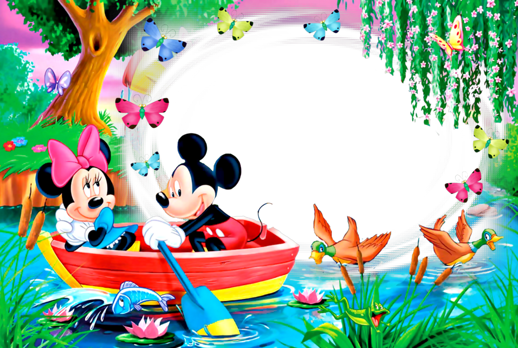 Marcos Png De Mickey Mouse Para Niños - Mickey Minnie Donald Daisy (1040x698), Png Download