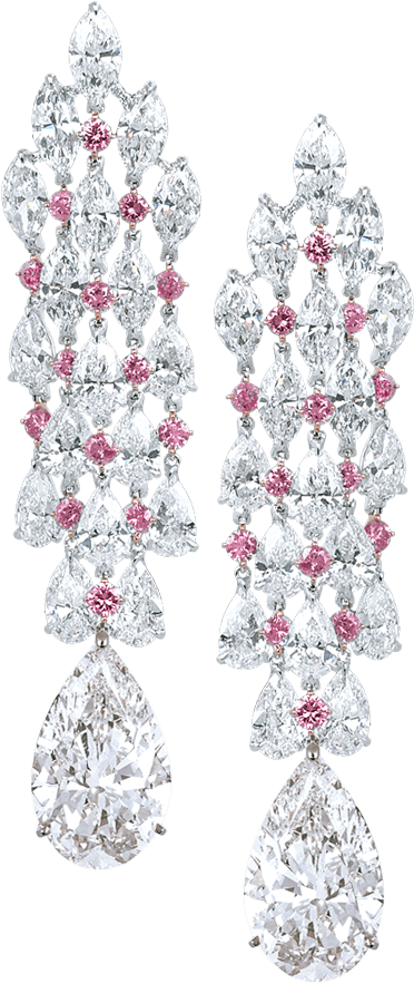 Natural Fancy Pink And White Diamond Earrings - Moussaieff Red Diamond (960x960), Png Download