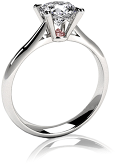 Solitaire Ladies Round Pink Diamond - Engagement Ring (600x500), Png Download