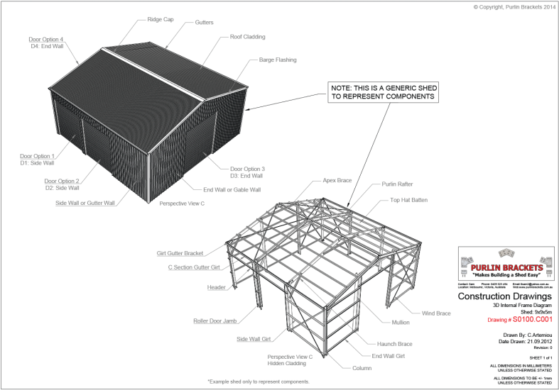 Purlin Brackets 1 - Shed Purlin (799x558), Png Download