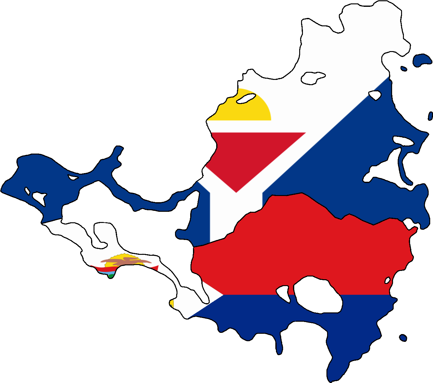 Flag Map Of Saint Martin & Sint Maarten - Saint Martin (island) (1523x1338), Png Download
