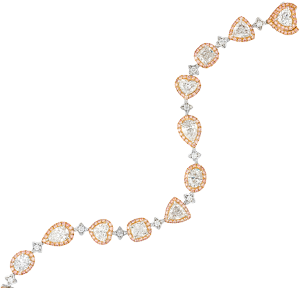 Fancy Shapes White And Pink Diamond Bracelet - Fancy Shape Diamonds Tennis Bracelets (460x434), Png Download