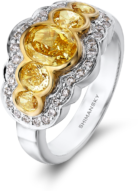 08 Tube Set Fancy Yellow Diamond Ring - Diamond (800x800), Png Download