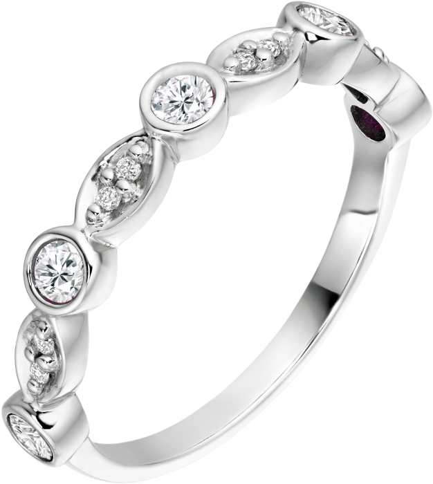 Feminine Diamond Wedding Band - Engagement Ring (1000x1000), Png Download