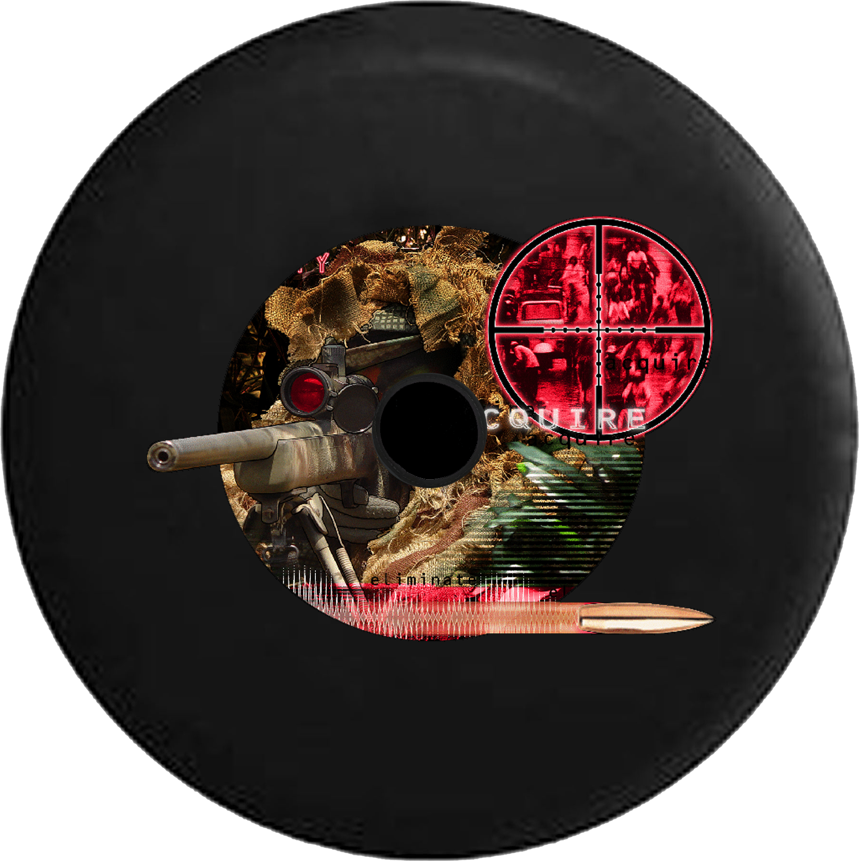 Jeep Wrangler Jl Backup Camera Day Military Sniper - Tirecoverpro Military Sniper Aquire Elimate Target (1721x1725), Png Download