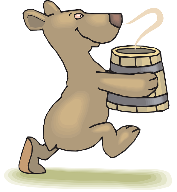 Bowl, Soup, Cartoon, Smoke, Barrel, Bear, Steam - Clip Art (592x640), Png Download