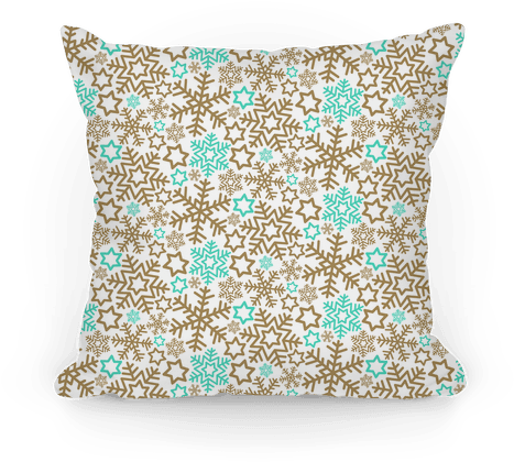 Winter Snowflakes Gold And Mint Pattern Pillow - Portable Network Graphics (484x484), Png Download