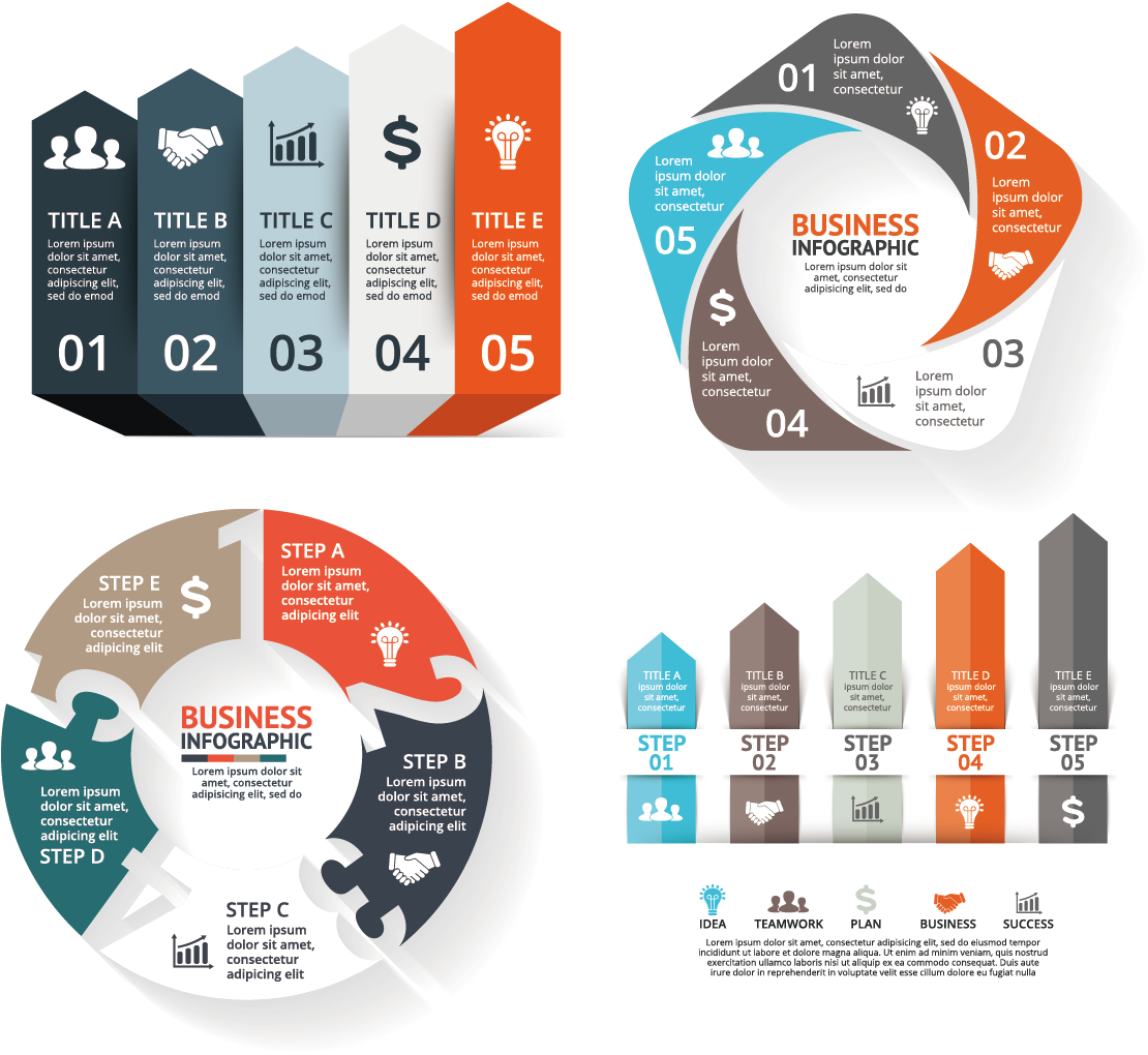 Colorful Pie Charts And Other Elements Of Vector Material - Diagram (1240x1240), Png Download