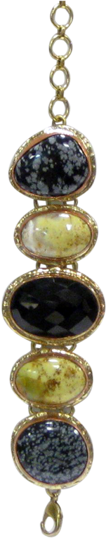 Bracelet -stainless Gold White Metal Black Onyx, Green - Gold (800x800), Png Download