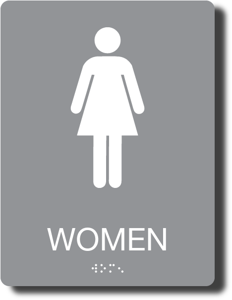 6″ X 8″ Ada Compliant Women Restroom Sign With Braille - Men And Women Restroom Signs (864x864), Png Download