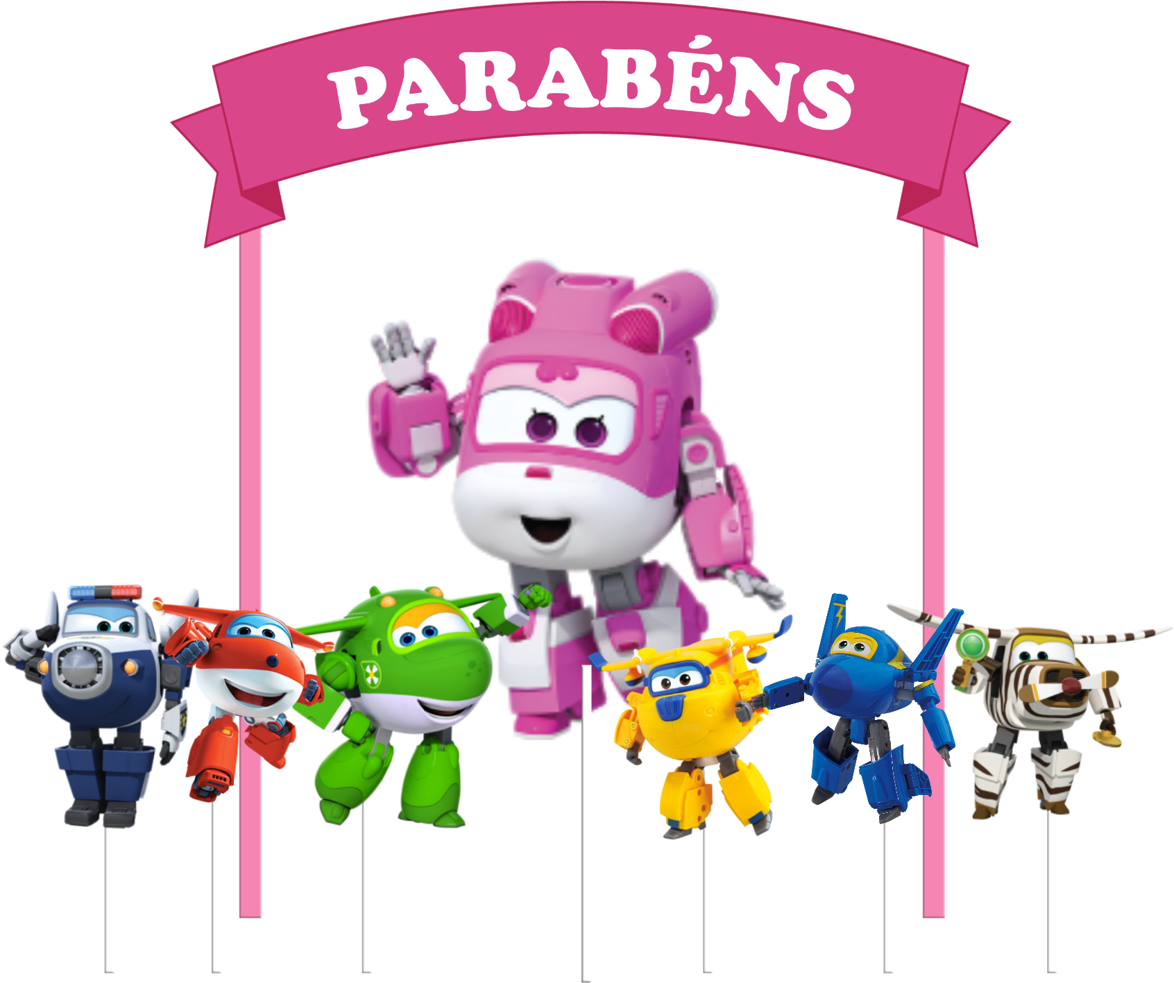 Topo Bolo Super Wings Rosa - Topo De Bolo Pj Masks (1772x1772), Png Download