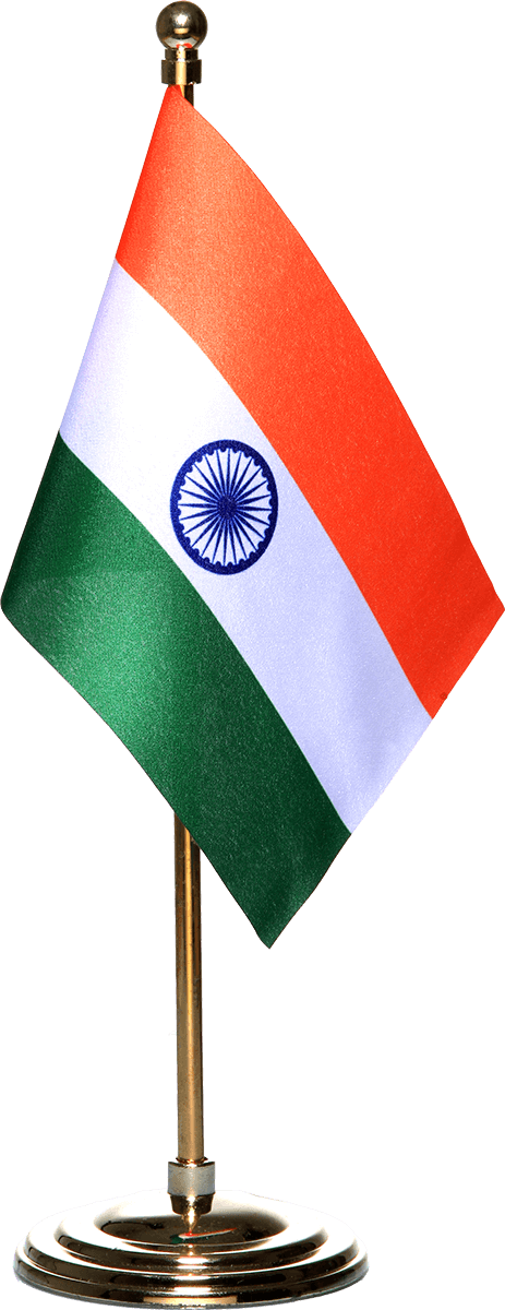 Indian Miniature Table Flag With A Gold-plated Plastic - Flag Of India (463x1200), Png Download